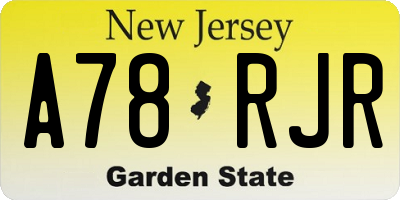 NJ license plate A78RJR