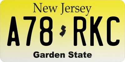 NJ license plate A78RKC