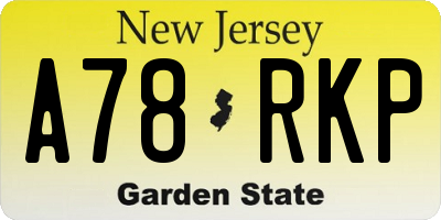 NJ license plate A78RKP