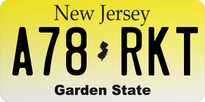 NJ license plate A78RKT