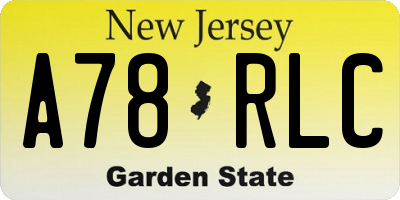 NJ license plate A78RLC