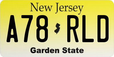 NJ license plate A78RLD