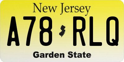 NJ license plate A78RLQ