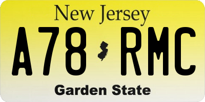 NJ license plate A78RMC