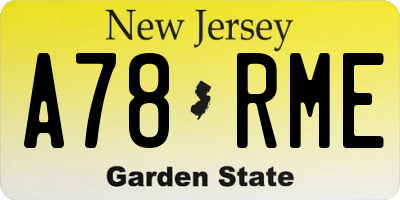 NJ license plate A78RME