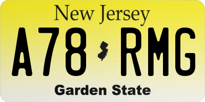 NJ license plate A78RMG