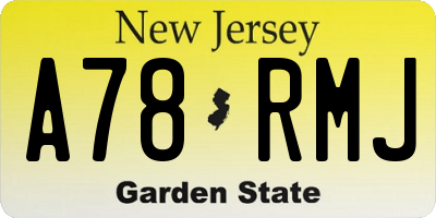 NJ license plate A78RMJ