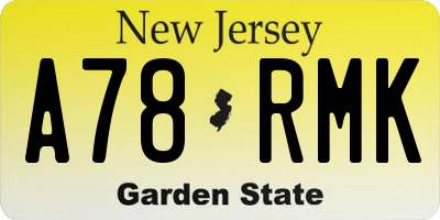 NJ license plate A78RMK