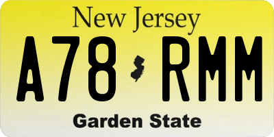 NJ license plate A78RMM