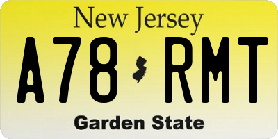 NJ license plate A78RMT