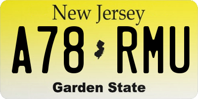 NJ license plate A78RMU