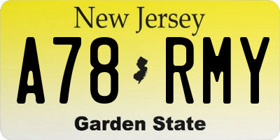 NJ license plate A78RMY