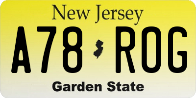 NJ license plate A78ROG