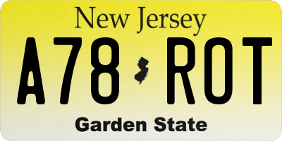 NJ license plate A78ROT