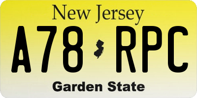 NJ license plate A78RPC