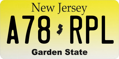 NJ license plate A78RPL