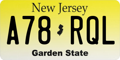 NJ license plate A78RQL