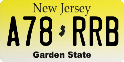 NJ license plate A78RRB