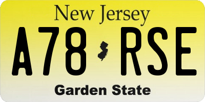 NJ license plate A78RSE