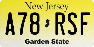 NJ license plate A78RSF