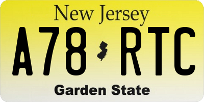NJ license plate A78RTC