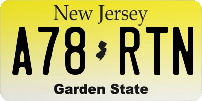 NJ license plate A78RTN