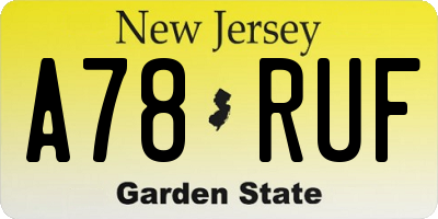 NJ license plate A78RUF