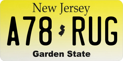 NJ license plate A78RUG