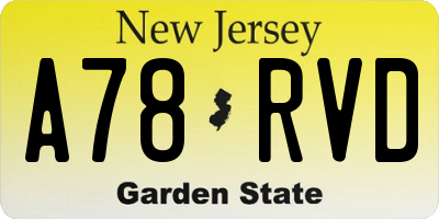 NJ license plate A78RVD