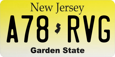 NJ license plate A78RVG