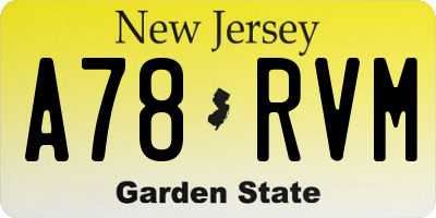 NJ license plate A78RVM