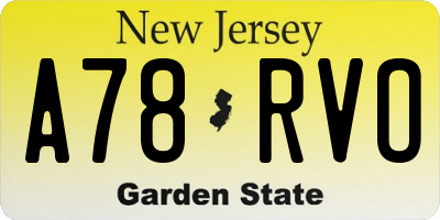 NJ license plate A78RVO
