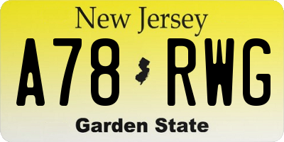 NJ license plate A78RWG
