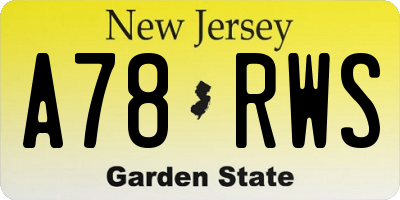 NJ license plate A78RWS