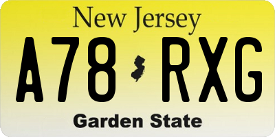 NJ license plate A78RXG