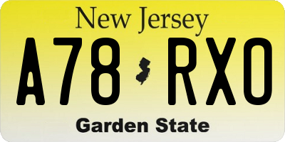 NJ license plate A78RXO