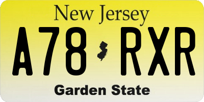 NJ license plate A78RXR