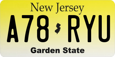 NJ license plate A78RYU