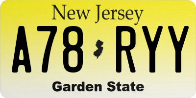 NJ license plate A78RYY