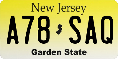 NJ license plate A78SAQ