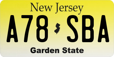 NJ license plate A78SBA