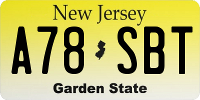 NJ license plate A78SBT