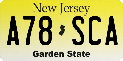 NJ license plate A78SCA