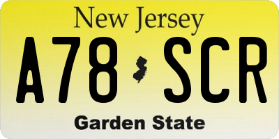 NJ license plate A78SCR
