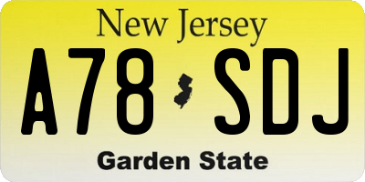 NJ license plate A78SDJ