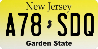 NJ license plate A78SDQ