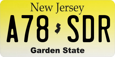 NJ license plate A78SDR