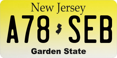 NJ license plate A78SEB