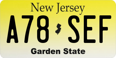 NJ license plate A78SEF