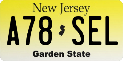 NJ license plate A78SEL